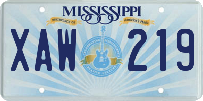 MS license plate XAW219