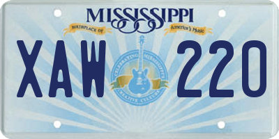 MS license plate XAW220