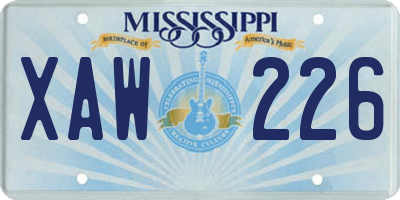MS license plate XAW226