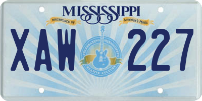 MS license plate XAW227