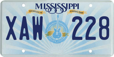 MS license plate XAW228