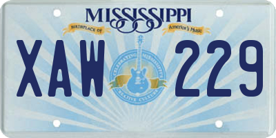 MS license plate XAW229