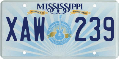 MS license plate XAW239