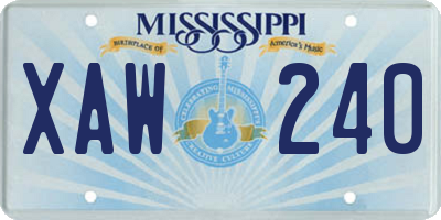 MS license plate XAW240