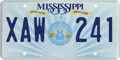 MS license plate XAW241