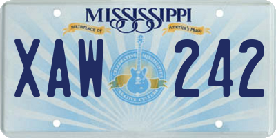 MS license plate XAW242