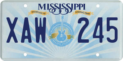 MS license plate XAW245