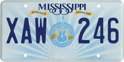 MS license plate XAW246