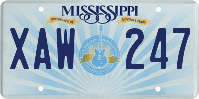 MS license plate XAW247