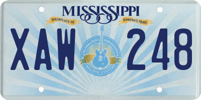 MS license plate XAW248