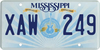 MS license plate XAW249
