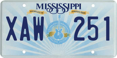 MS license plate XAW251