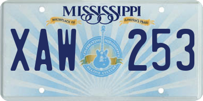 MS license plate XAW253