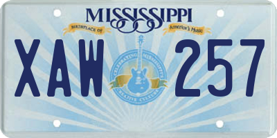 MS license plate XAW257