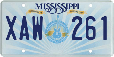 MS license plate XAW261