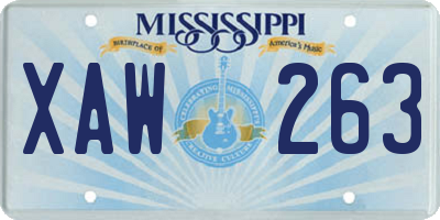 MS license plate XAW263