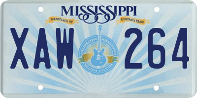 MS license plate XAW264