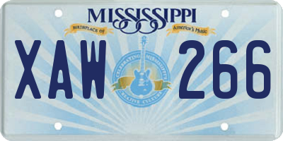 MS license plate XAW266