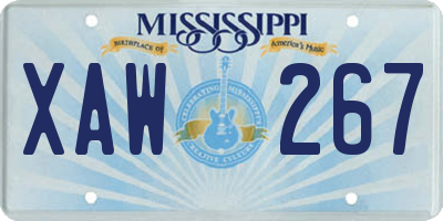 MS license plate XAW267