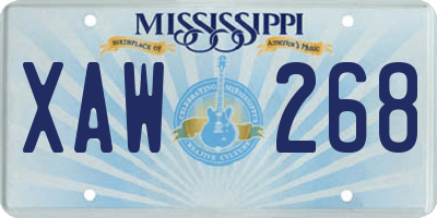 MS license plate XAW268