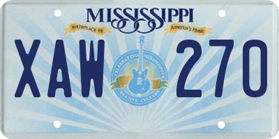 MS license plate XAW270