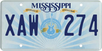 MS license plate XAW274