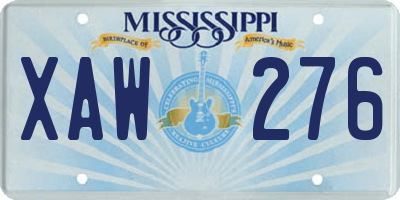 MS license plate XAW276