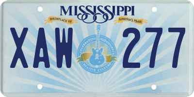 MS license plate XAW277
