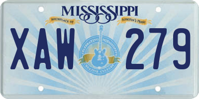 MS license plate XAW279