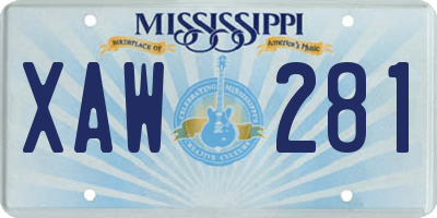 MS license plate XAW281
