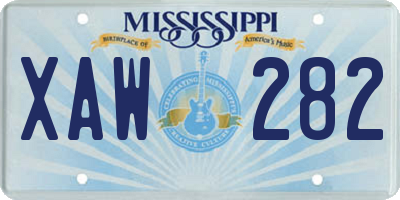 MS license plate XAW282