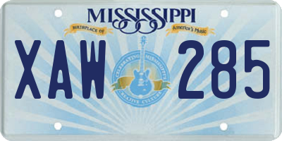 MS license plate XAW285