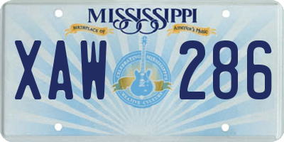 MS license plate XAW286