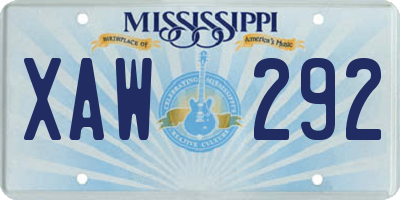 MS license plate XAW292