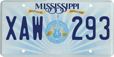 MS license plate XAW293