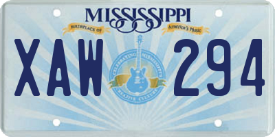 MS license plate XAW294