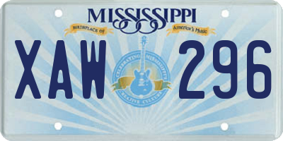 MS license plate XAW296