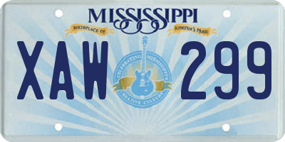MS license plate XAW299