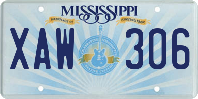 MS license plate XAW306