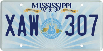 MS license plate XAW307