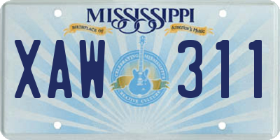 MS license plate XAW311