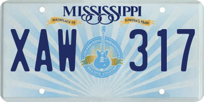 MS license plate XAW317