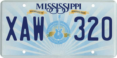 MS license plate XAW320