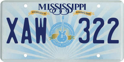 MS license plate XAW322