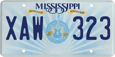 MS license plate XAW323