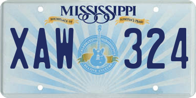 MS license plate XAW324