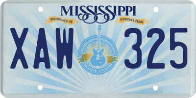 MS license plate XAW325