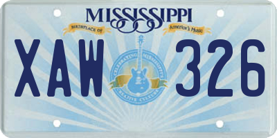 MS license plate XAW326