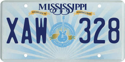 MS license plate XAW328