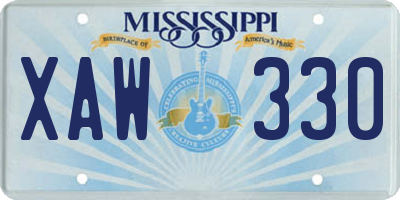 MS license plate XAW330